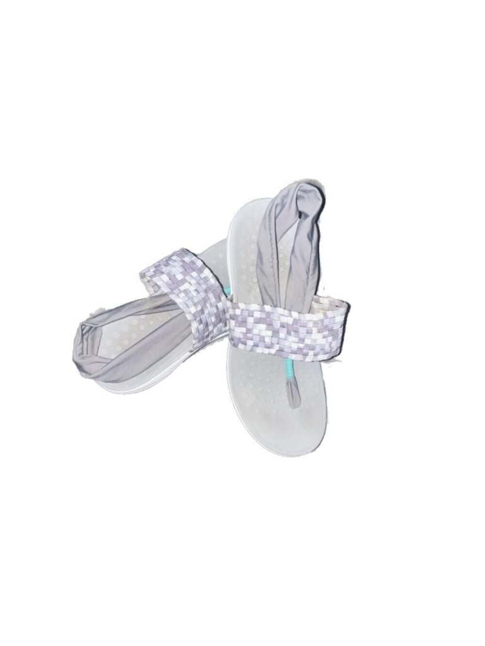 Vionic Serene Tia Orthotic Woven Slingback Thong Sandals in Gray